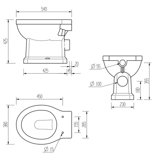 Ruby Ivy High Level WC & Soft Close Seat - RUBY1906