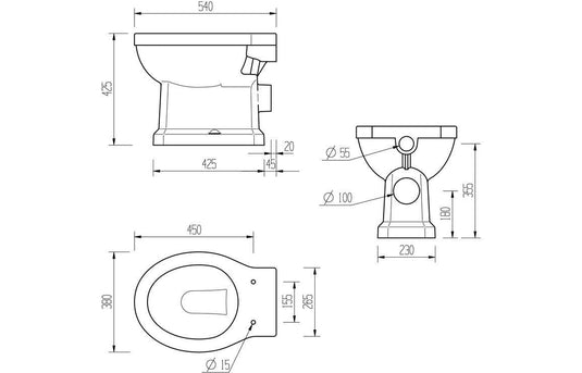 Ruby Ivy High Level WC & Soft Close Seat w/Brushed Brass Finishes - RUBY106871 - Envy Bathrooms Ltd