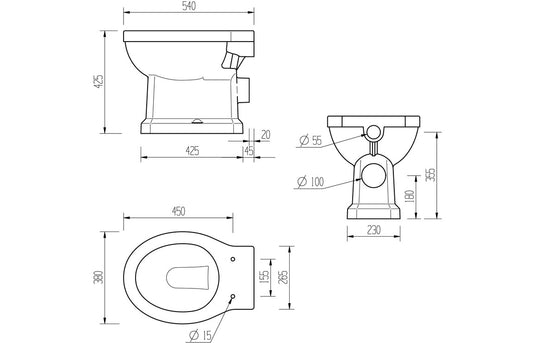 Ruby Ivy High Level WC & Soft Close Seat w/Brushed Brass Finishes - RUBY106871