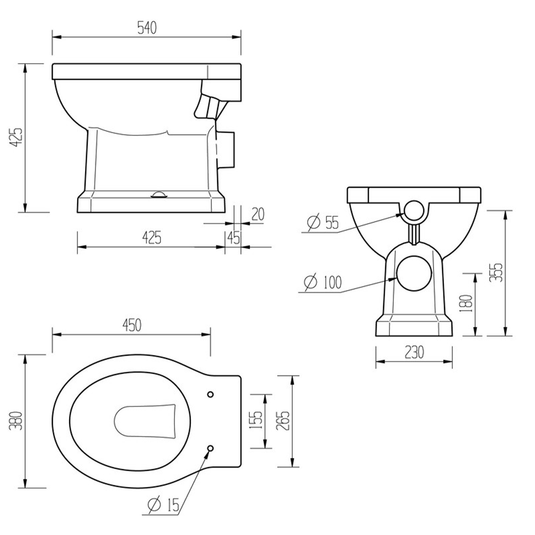 Ruby Ivy Low Level WC & Satin White Wood Effect Seat - RUBY1911