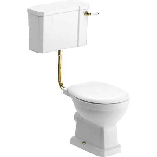 Ruby Ivy Low Level WC & Soft Close Seat w/Brushed Brass Finishes - RUBY106872 - Envy Bathrooms Ltd