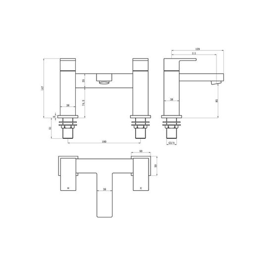 Ruby Jasper Bath Filler - Chrome - RUBY105738 - Envy Bathrooms Ltd