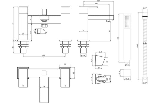 Ruby Jasper Bath/Shower Mixer & Shower Kit - Chrome - RUBY105739 - Envy Bathrooms Ltd