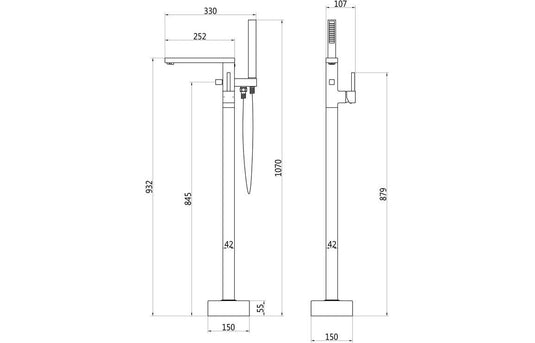 Ruby Jasper Floor Standing Bath/Shower Mixer - Chrome - RUBY105736 - Envy Bathrooms Ltd