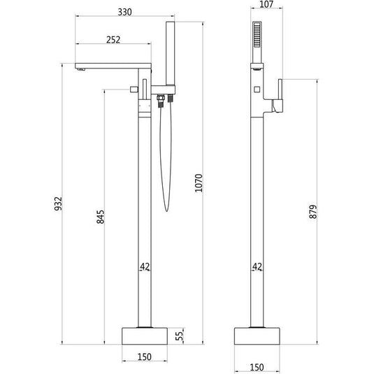 Ruby Jasper Floor Standing Bath/Shower Mixer - Chrome - RUBY105736 - Envy Bathrooms Ltd