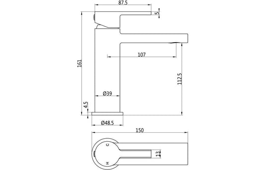 Ruby King Basin Mixer - Chrome - RUBY108091 - Envy Bathrooms Ltd