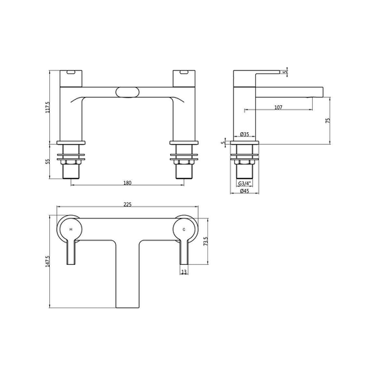 Ruby King Bath Filler - Chrome - RUBY108092 - Envy Bathrooms Ltd
