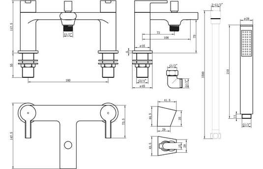 Ruby King Bath/Shower Mixer - Brushed Brass - RUBY108101 - Envy Bathrooms Ltd