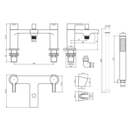 Ruby King Bath/Shower Mixer - Brushed Brass - RUBY108101