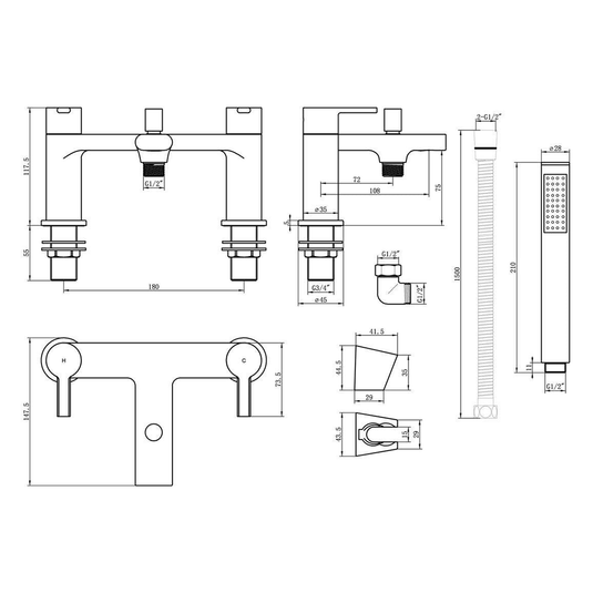 Ruby King Bath/Shower Mixer - Chrome - RUBY108093 - Envy Bathrooms Ltd