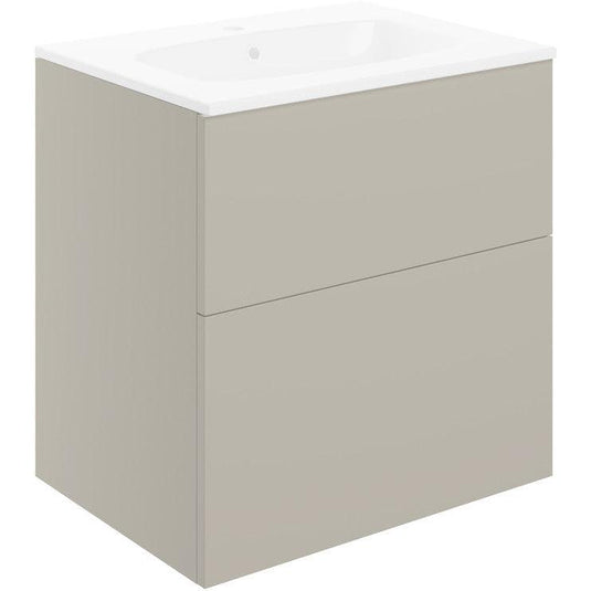 Ruby Kobe 610mm Wall Hung 2 Drawer Basin Unit & Basin - Matt Latte - RUBY104068 - Envy Bathrooms Ltd