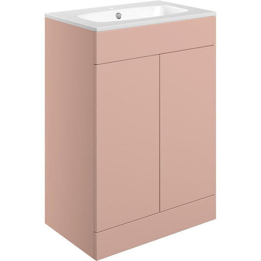 Ruby Kobe 615mm Floor Standing 2 Door Basin Unit & Basin - Matt Antique Rose - RUBY107000 - Envy Bathrooms Ltd