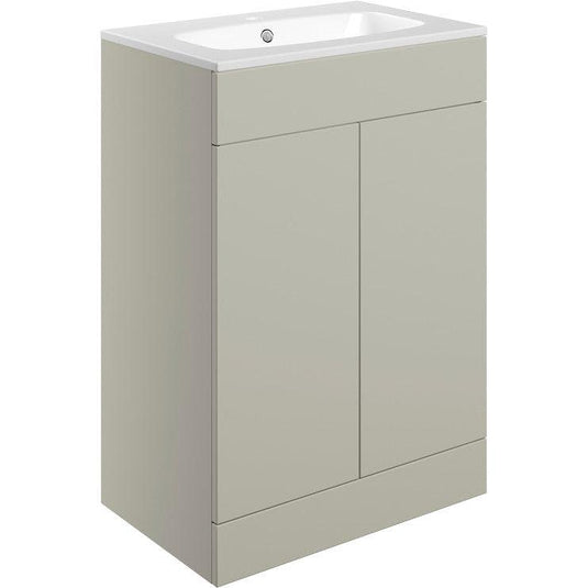 Ruby Kobe 615mm Floor Standing 2 Door Basin Unit & Basin - Matt Latte - RUBY106994 - Envy Bathrooms Ltd