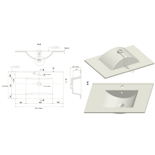Ruby Kobe 815mm Wall Hung 2 Drawer Basin Unit & Basin - Matt Antique Rose - RUBY106999 - Envy Bathrooms Ltd