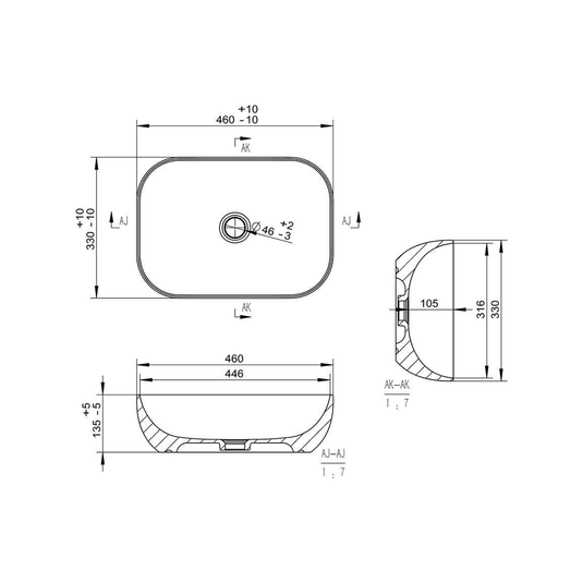 Ruby Koda 460x330mm Ceramic Washbowl - White Marble Effect - RUBY106867 - Envy Bathrooms Ltd