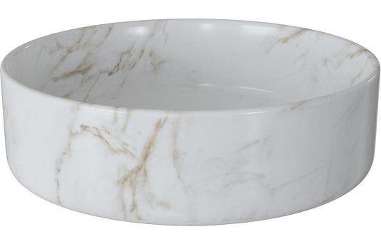 Ruby Lady 355mm Ceramic Round Washbowl & Waste - Marble Effect - RUBY104040 - Envy Bathrooms Ltd