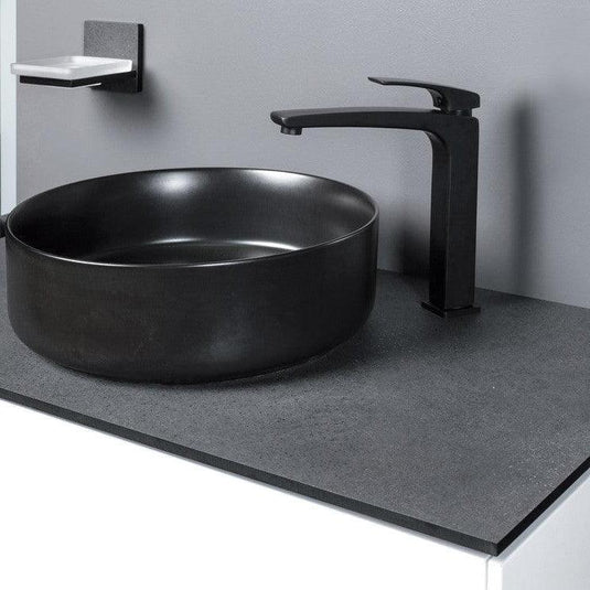 Ruby Lady 355mm Ceramic Round Washbowl & Waste - Matt Black - RUBY100510 - Envy Bathrooms Ltd