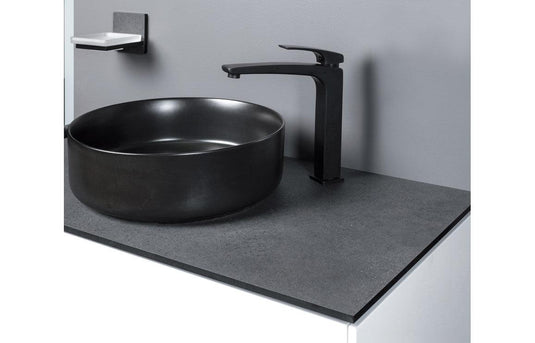 Ruby Lady 355mm Ceramic Round Washbowl & Waste - Matt Black - RUBY100510 - Envy Bathrooms Ltd