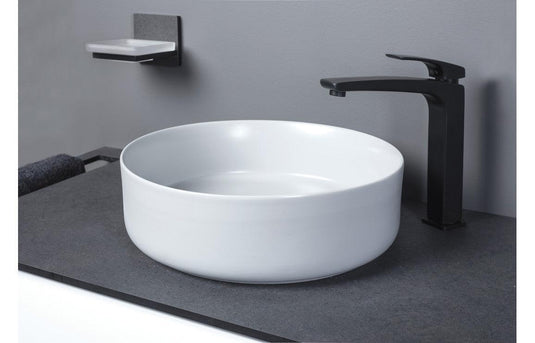 Ruby Lady 355mm Ceramic Round Washbowl & Waste - Matt White - RUBY100508 - Envy Bathrooms Ltd