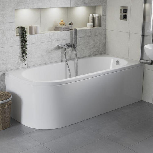 Ruby Levi J Shape 1500x725x600mm 0TH Bath w/Legs (LH) - RUBY105665 - Envy Bathrooms Ltd