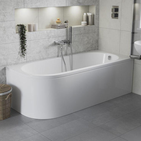 Ruby Levi J Shape 1700x725x600mm 0TH Bath w/Legs (LH) - RUBY105663 - Envy Bathrooms Ltd