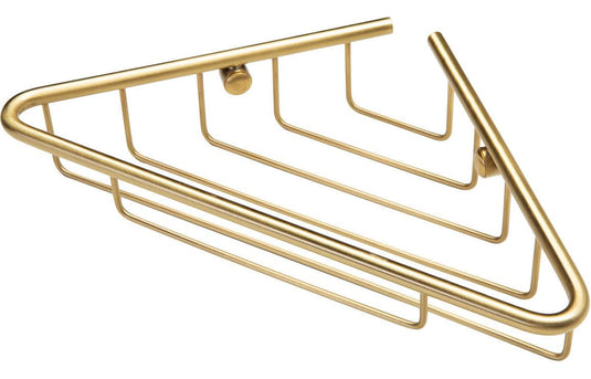 Ruby Maisie 1-Tier Corner Shower Caddy - Brushed Brass - RUBY105486 - Envy Bathrooms Ltd