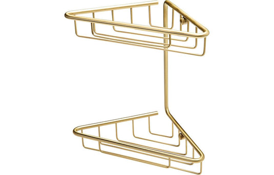 Ruby Maisie 2-Tier Corner Shower Caddy - Brushed Brass - RUBY105487 - Envy Bathrooms Ltd