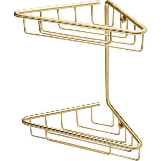 Ruby Maisie 2-Tier Corner Shower Caddy - Brushed Brass - RUBY105487 - Envy Bathrooms Ltd