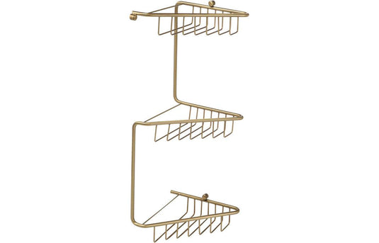 Ruby Maisie 3-Tier Corner Shower Caddy - Brushed Brass - RUBY105488 - Envy Bathrooms Ltd