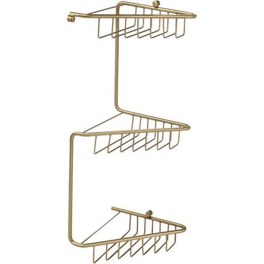 Ruby Maisie 3-Tier Corner Shower Caddy - Brushed Brass - RUBY105488 - Envy Bathrooms Ltd