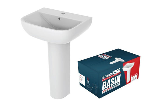 Ruby Marley 1TH Basin & Full Pedestal - RUBY108877 - Envy Bathrooms Ltd