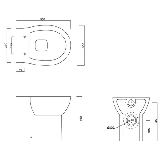 Ruby Marley Rimless Back To Wall WC & Soft Close Seat - RUBY108879