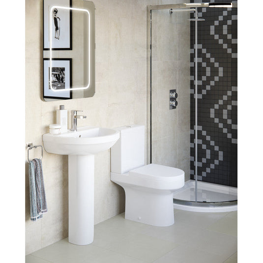 Ruby Missy Rimless Close Coupled Open Back Comfort Height WC & Soft Close Seat - RUBY101515 - Envy Bathrooms Ltd