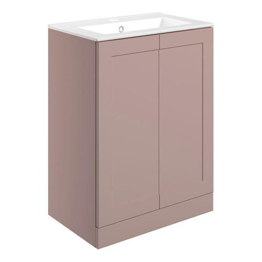 Ruby Mocha 615mm Floor Standing 2 Door Basin Unit & Basin - Matt Peony - RUBY108513 - Envy Bathrooms Ltd