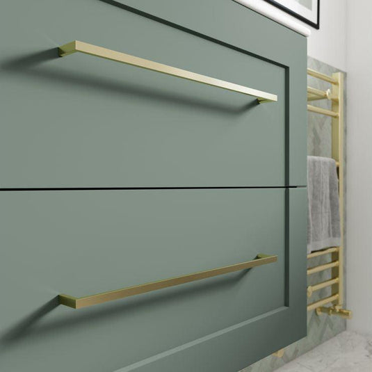 Ruby Mocha 615mm Floor Standing 2 Door Basin Unit & Basin - Matt Reed Green - RUBY108515 - Envy Bathrooms Ltd