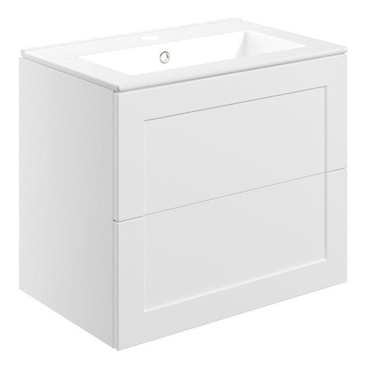 Ruby Mocha 615mm Wall Hung 2 Drawer Basin Unit & Basin - Matt White - RUBY108517 - Envy Bathrooms Ltd