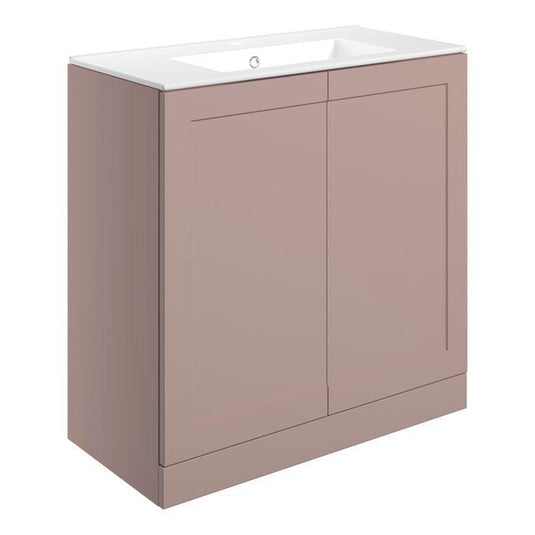 Ruby Mocha 815mm Floor Standing 2 Door Basin Unit & Basin - Matt Peony - RUBY108519 - Envy Bathrooms Ltd