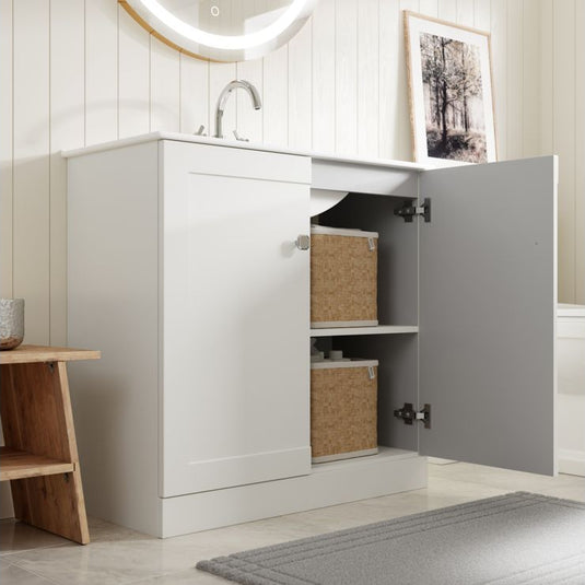 Ruby Mocha 815mm Floor Standing 2 Door Basin Unit & Basin - Matt White - RUBY108520 - Envy Bathrooms Ltd
