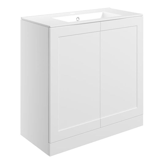 Ruby Mocha 815mm Floor Standing 2 Door Basin Unit & Basin - Matt White - RUBY108520 - Envy Bathrooms Ltd