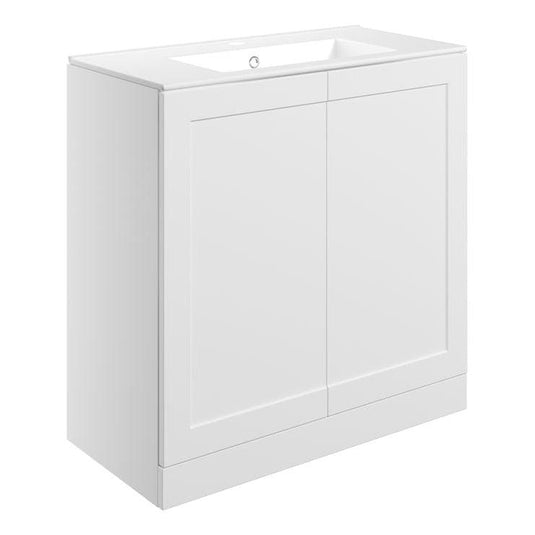 Ruby Mocha 815mm Floor Standing 2 Door Basin Unit & Basin - Matt White - RUBY108520 - Envy Bathrooms Ltd