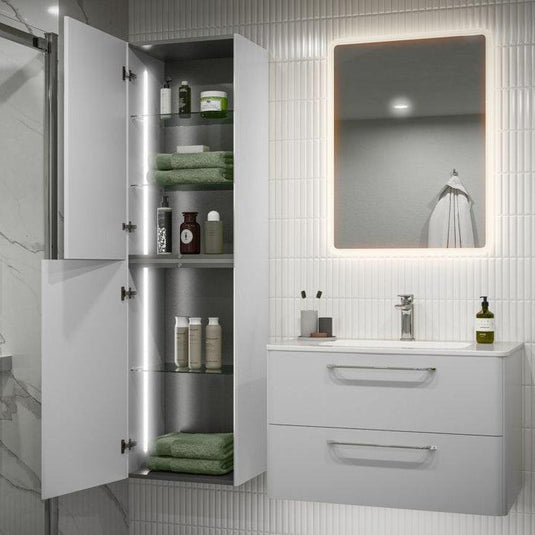 Ruby Nova 454mm Wall Hung 2 Door Tall Unit - White Gloss - RUBY104099 - Envy Bathrooms Ltd