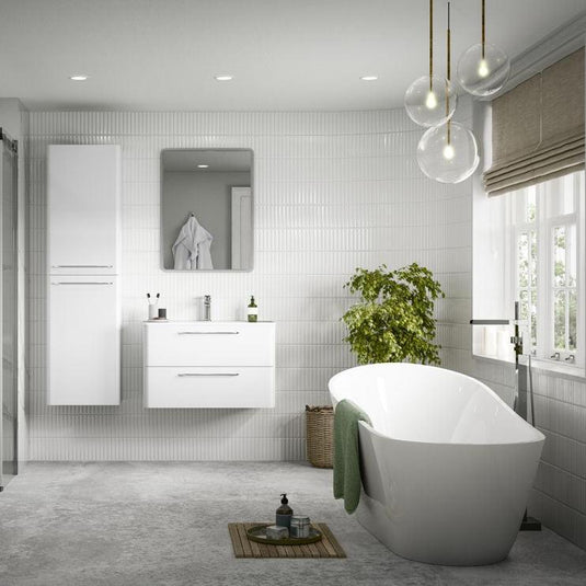 Ruby Nova 454mm Wall Hung 2 Door Tall Unit - White Gloss - RUBY104099 - Envy Bathrooms Ltd