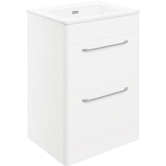 Ruby Nova 610mm 2 Drawer Floor Unit & Basin - White Gloss - RUBY104095 - Envy Bathrooms Ltd