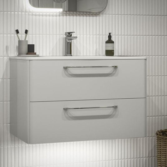 Ruby Nova 610mm 2 Drawer Wall Unit & Basin - White Gloss - RUBY104093 - Envy Bathrooms Ltd