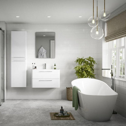 Ruby Nova 610mm 2 Drawer Wall Unit & Basin - White Gloss - RUBY104093 - Envy Bathrooms Ltd