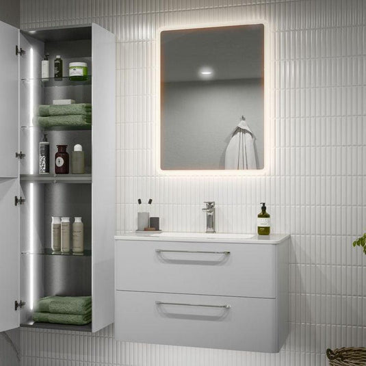 Ruby Nova 610mm 2 Drawer Wall Unit & Basin - White Gloss - RUBY104093 - Envy Bathrooms Ltd