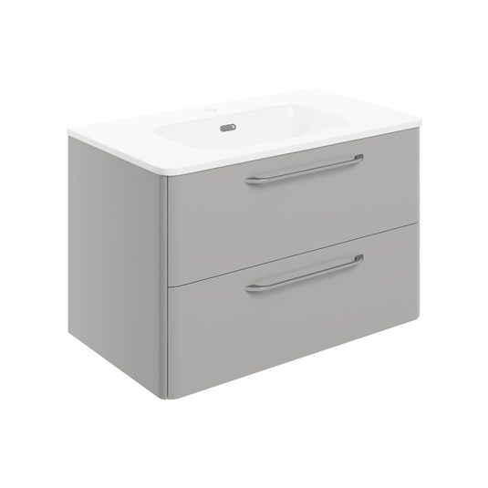 Ruby Nova 810mm 2 Drawer Wall Unit & Basin - Grey Gloss - RUBY104098 - Envy Bathrooms Ltd