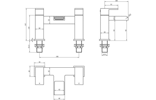 Ruby Oreo Bath Filler - Chrome - RUBY105715 - Envy Bathrooms Ltd