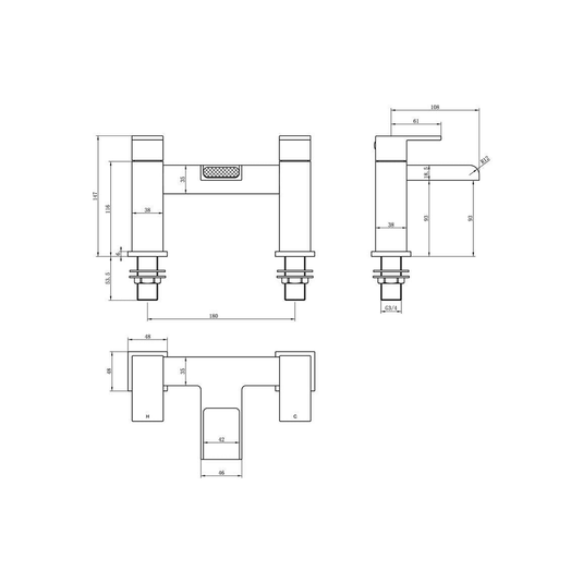 Ruby Oreo Bath Filler - Chrome - RUBY105715 - Envy Bathrooms Ltd