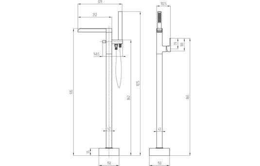 Ruby Oreo Floor Standing Bath/Shower Mixer - Chrome - RUBY105717 - Envy Bathrooms Ltd